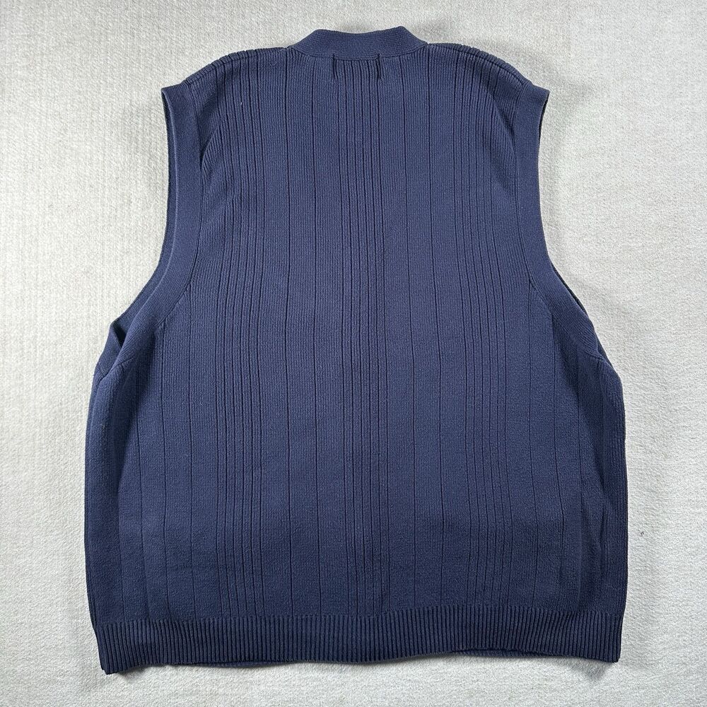 Vintage Eddie Bauer Sweater Vest Mens Large Navy Cardigan Cable Knit Fisherman - Picture 4 of 10